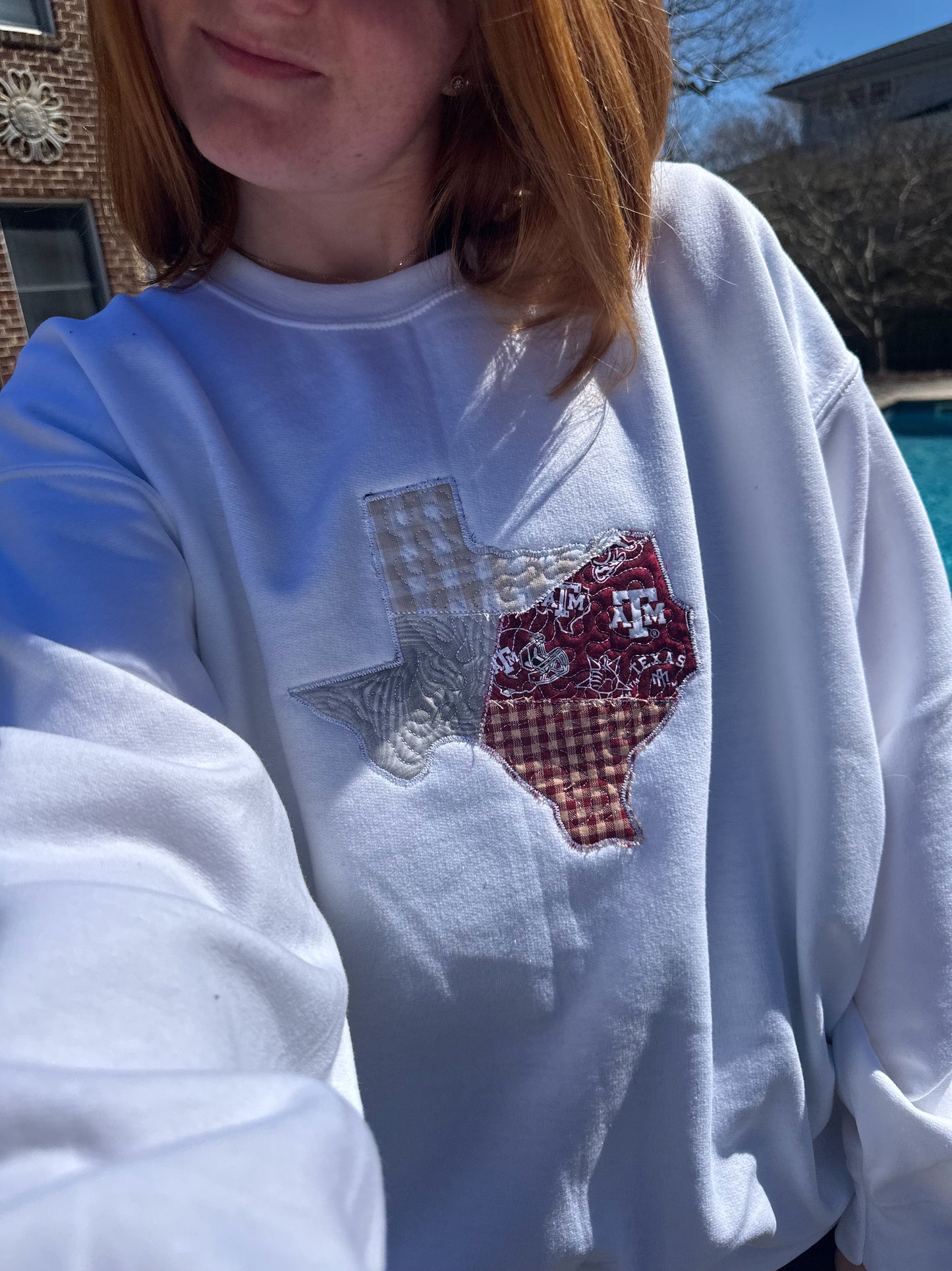 College Station Texas Quilted Patchwork Crewneck