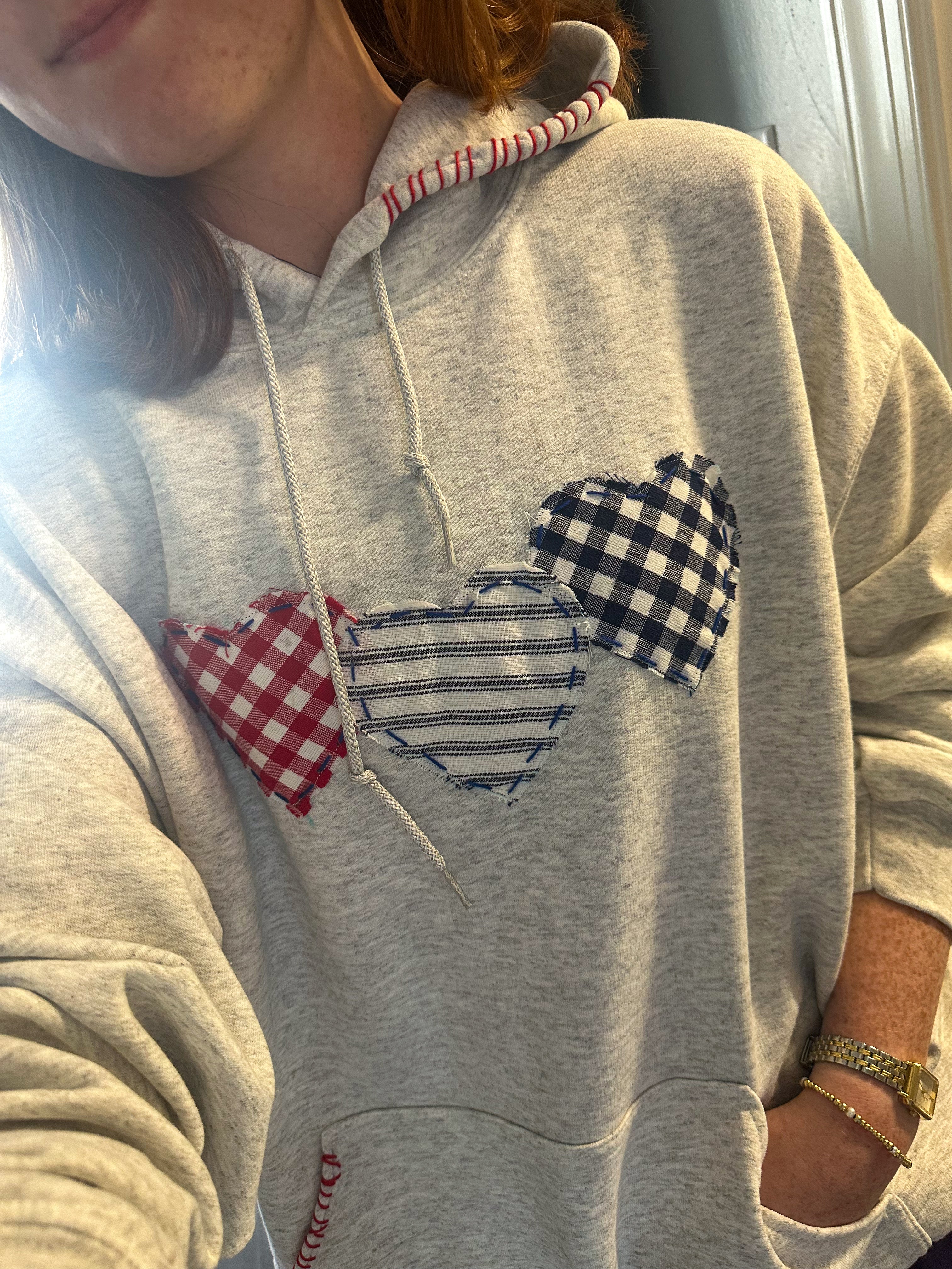 Triple Heart Patchwork Sweatshirt