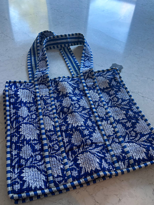 Quilted Tote Bag - Midnight Blues