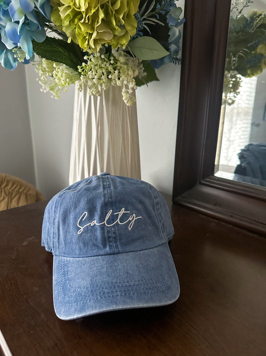 Salty Lettering Embroidery Baseball Cap