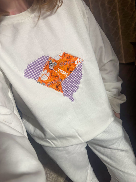 Clemson South Carolina Patchwork Quilted Crewneck